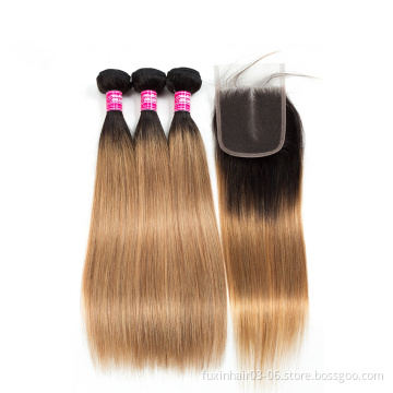 Latest Coming  Soft Straight 1B 27 Color 100% Virgin Hair Middle Part With Baby Hair Closure